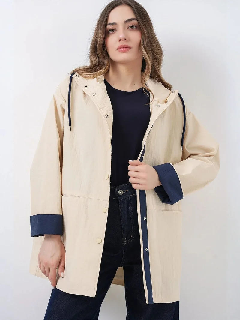بيغ دارت BDART Hooded Snap Closure Trench Coat with Pocket
